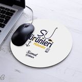 Isimli Su Ürünleri Mühendisi Temalı Yuvarlak Mousepad - Beyaz
