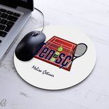 Isimli Tenisçi Temalı Yuvarlak Mousepad - Beyaz