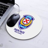 Isimli Trafik Polisi Temalı Yuvarlak Mousepad - Beyaz