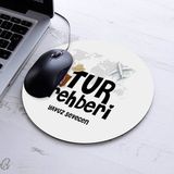 Isimli Tur Rehberi Temalı Yuvarlak Mousepad - Beyaz