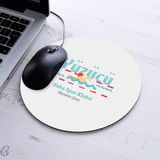 Isimli Yüzücü Temalı Yuvarlak Mousepad - Beyaz