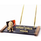 İsimlik Sepeti Aslan Biblolu Kristal Masaüstü İsimlik Ofis Masa İsimliği