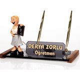 Isimlik Sepeti Isme Özel Öğretmen Biblolu Masa Isimliği Kristal Isimlik