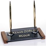 İsimlik Sepeti Kişiye Özel Lizbon Kristal Masa İsimliği Ahşap Ofis Masaüstü İsimlik