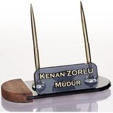 İsimlik Sepeti Kişiye Özel Mila Kristal Masa İsimliği Ahşap Ofis Masaüstü İsimlik