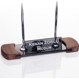 İsimlik Sepeti Kişiye Özel Royal Kristal Masa İsimliği Ahşap Ofis Masaüstü İsimlik - Gümüş