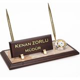 İsimlik Sepeti Mermer Zeminli Çift Kalemli Masa Isimlik Ahşap Masa Isimliği - Standart