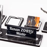 İsimliksepeti Mermer Desenli Kartal Biblo 5li Ahşap Masa İsimliği Gümüş İsimlik