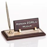 İsimliksepeti Mermer Zeminli Ahşap Masa İsimliği Hediye Ofis Masaüstü İsimlik