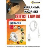 Isıtıcı Lamba Şefffaf Renk 250 Watt + E27 Seramik Duy+2m Fişli Kablo Kullanıma Hazır Set