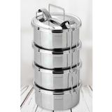 Isıtılabilir Çelik Sefer Tası 4 Litre Paslanmaz 5-6 Kişilk 4 Kap Sefertası Yemek Taşıma Kabı 17x22cm