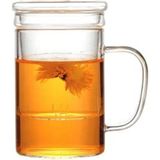 Isıya Dayanıklı Borosilikat Cam Kupa Bardak, 350 Ml, Cam Kapaklı ve Demleme Süzgeçli - Seçenek 1