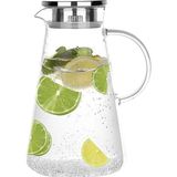 Isıya Dayanıklı Borosilikat Cam Sürahi, Metal Kapaklı, 1800ML - Altın