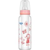 Isıya Dayanıklı Cam Biberon 240 Ml, Pembe Renkli, Güvenli ve Sağlıklı Kullanım - Ahşap - Bej