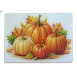 Isıya Dayanıklı Temperli Cam Kesme Tahtası - Sonbahar Balkabağı Desenli, Hijyenik Mutfak Tezgah Koruyucu ve Sunum Tablası, 25x35 cm