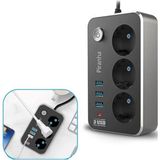 Isıya Dayanıklı Termal Akım Korumalı 2 Metre 10A 2500W 3lü Priz ve 3 USB Li 2.1A Uzatma Kablos