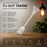 Isıya Dayanıklı Tij Duy Takımı E27 Uyumlu Porselen Muhafazalı Ev İş Yeri Avize Lambader Ampul