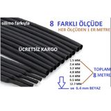 Isıyla Daralan Büzüşen Makaron Kablo Seti - 8 çeşit 1 er metre
