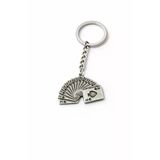 İskambil Kâğıdı Poker Temalı Yelpaze Figürlü Gümüş Renk Unisex Metal Anahtarlık