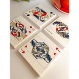 Iskambil Oyun Kartı Desenli Jokerli Doğal Taş Bardak Altlığı 4’lü Set - 10 x 10 cm