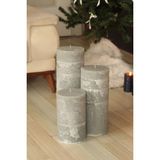 Iskandinav Dev, Büyük Boy Silindir-Sütun-Blok Mum Seti - 45, 35, 25 cm - Haki