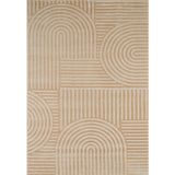 İskandinav Geometrik Desenli Kabartmalı Yumuşak Bej Halı, Salon Halısı, Oturma Odası Halısı, Çocuk Odası Halısı, Yolluk (0388A, Bej, 200×290)