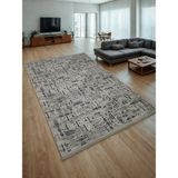 Iskandinav Kabartmalı Saçaklı Gri Kaymaz Taban Yıkanabilir Kesme Yolluk Halı - 100 x 150 cm - Gri - Antrasit