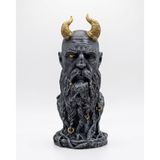 İskandinav Mitolojisi Bilge Büstü - 15 cm El Boyaması Özel Tasarım Reçine Figür - Viking Temalı Koleksiyonluk Masaüstü Dekoratif Biblo