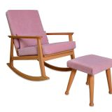 İskandinav Puflu Sallanan Sandalye, Pembe, Naturel