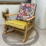 İskandinav Puflu Sallanan Sandalye, Retro, Naturel Ayak