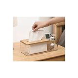 İskandinav Tarz Bambu Model Pinterest Peçetelik Dekoratif Masaüstü Peçetelik ve Organizer Şeffaf ve Doğal Bambu 25 x 13