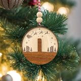 İskandinav Tarzı I Harfi Yılbaşı Ağaç Süsü, Kişiye Özel Minimalist Noel Baba Desenli Çam Ağacı Süsü Ceviz