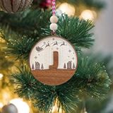 İskandinav Tarzı J Harfi Yılbaşı Ağaç Süsü, Kişiye Özel Minimalist Noel Baba Desenli Çam Ağacı Süsü Ceviz