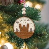 İskandinav Tarzı W Harfi Yılbaşı Ağaç Süsü, Kişiye Özel Minimalist Noel Baba Desenli Çam Ağacı Süsü Ceviz