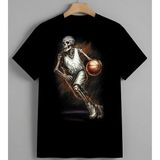 Iskelet Basketbol Anatomik Syh Unisex Erkek Kadın Oversize Tişört Siyah