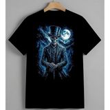 Iskelet Elbise Ay Gece Mavi Syh Unisex Erkek Kadın Oversize Tişört Siyah - XL