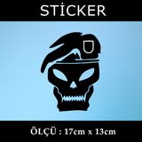 İskelet Kuru Kafa Asker - 2 Adet Sticker Araba Cam Bagaj Uyumlu Et,Ket Kask Motosiklet Dolap Cam Uyumlu Yapışkan