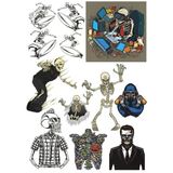 İskelet Kuru Kafa Sticker Set-2 15 Parça Telefon, Tablet, Defter, Laptop Sticker
