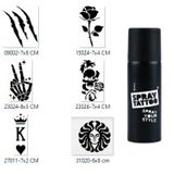 İskelet Zafer Spray Tattoo Geçici Sprey Dövme Seti