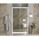 İskit Duşakabin 124 Cm 1 Sabit 1 Sürgü İki Duvar Arası Aynalı Reflekte Cam Beyaz Profil 6mm Kabin