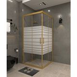 İskit Duşakabin 70 X 70 Kumlama Cam Desen 08 Kare Köşe Girişli Kabin Gold Profil 6mm Altın