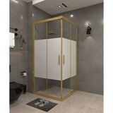 İskit Duşakabin 80 X 80 Kumlama Cam Desen 02 Kare Köşe Girişli Kabin Gold Profil 6mm Altın