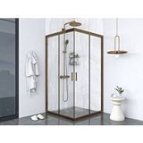 İskit Duşakabin İskit Duşakabin 100 X 100 Şeffaf Cam Kare Köşe Girişli Kabin Bronz Profil 6mm Siyah