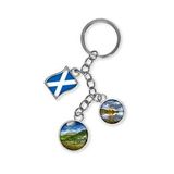 İskoçya Üçlü Epoksi Metal Çift Taraflı Damla Anahtarlık Scotland