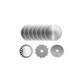İşkur Makina Yuvarlak Bıçak Rulet Disk Kumaş Karton Kesici 10 Adet Yedek Bıçağı Komple Kesim Seti 45Mm
