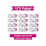 Islak Mendil 1152 Yaprak (12x96) Koli - Yumuşak Dokulu %0 Paraben