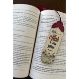 Islami Motifli Ahşap Kitap Ayracı, Uv Baskılı, Püsküllü, Poşetli (Karışık Gönderim) - Açık Beyaz - Gri - Seçenek 1