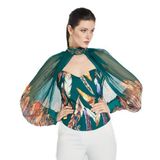 İşleme Detaylı Bolero ve Büstiyer Takım - Çıkarılabilir Bolero - Modern ve Şık - Özel Gün ve Davetler için Takım, Petrol, 40