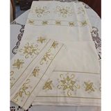 Işlemeli Nakışlı Çift Kişilik Pike Takımı Çarşaf - Krem - 220 x 235 / Krem