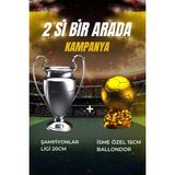 Isme Özel 2li SET-20CM Şampiyonlar Ligi ve 15CM Ballondor Ödül Kupası Hediyelik Kupa - Altın